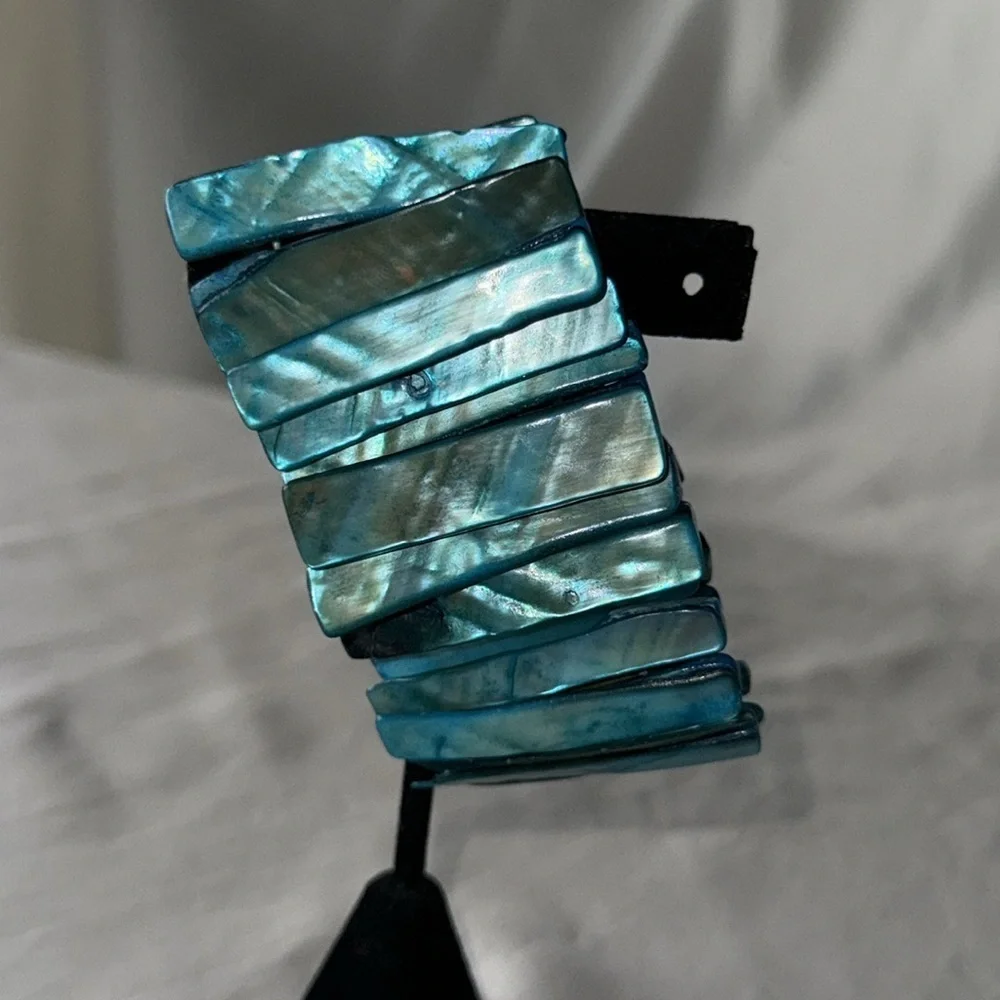 Turquoise Abalone Mother of Pearl Shell Stretch Bracelet
